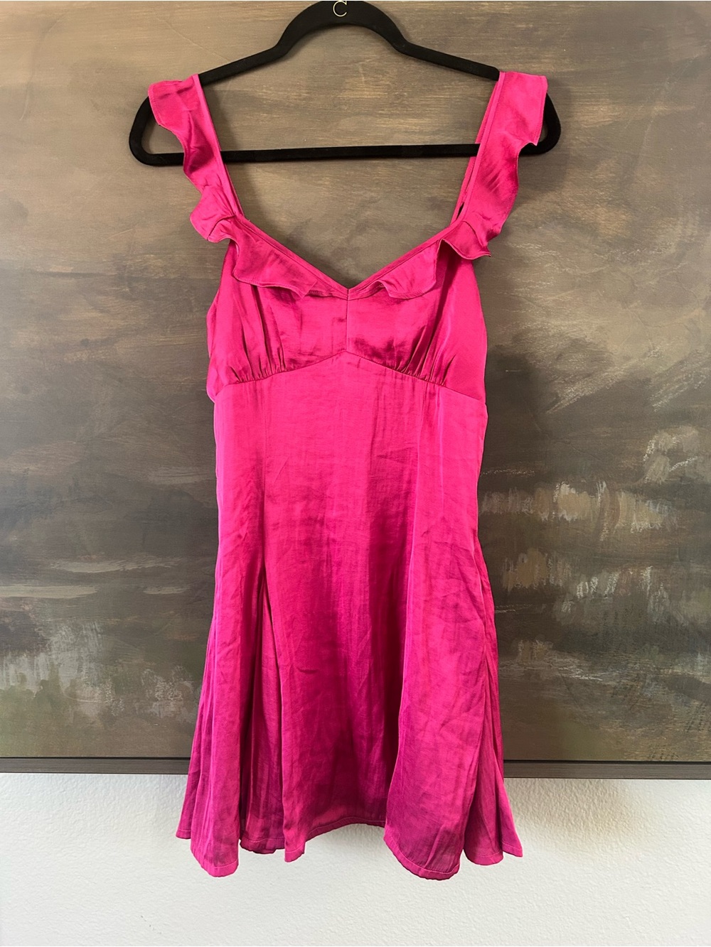 NWT AE Silky Pink Ruffle Babydoll Minidress - Picture 10 of 15